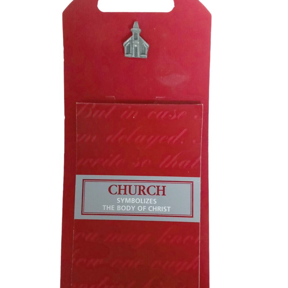Christian Church Lapel Hat Cap Pin Pewter Scripture Message Bookmark Keepsake